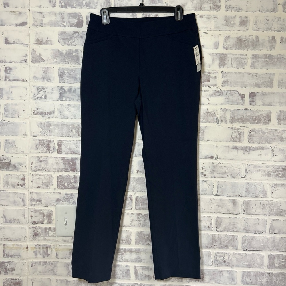 Talbots Petites Pants Women Size 10P Navy Slimming Stretch Straight Leg Career